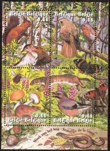 Belgium 2004 Fauna Birds Mushrooms Butterflies S/S MNH