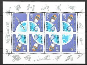 POLAND Sc 2248a NH MINISHEET OF 1977 - SPACE