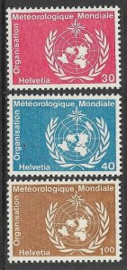 SWITZERLAND 1973 World Meteorological Org Official Set Sc 8O10-8O12 MNH