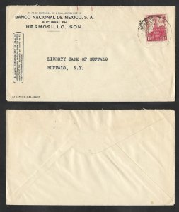 SD)1925 MEXICO  STATUE OF CUAUHTEMOC 10C SCT 645, ENVELOPE OF THE NATIONAL BA