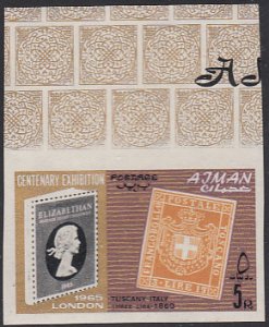 Ajman 1965 MNH Sc #44 IMPERF 5r Tuscany No. 31 Gibbons Centenary