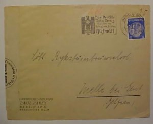 GERMANY 1942 #425 CENSOR PERFIN PP,BERLIN TO BELGUIM