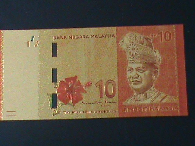 MALAYSIA-2010-24 KARAT GOLD REPLICA $10- RINGGIT BANK NOTE-WITH CERIFICATE VF