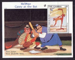 Gambia-Sc#1443-Disney-Unused NH sheet-Baseball-Casey at the