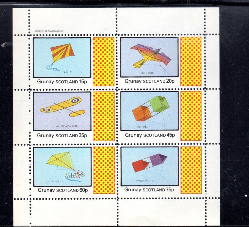 GRUNAY-SCOTLAND 1982 FLYING KITES MINT VH NH M/S6 (9 GR)