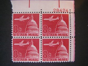 Scott C64a, 8c Plane over Capitol, PB4 #28424 UR, MNH Airmail Beauty