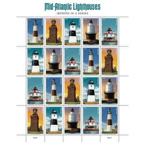 2021 55c Mid-Atlantic Lighthouses, Sheet of 20 Scott 5621-5625 Mint F/VF NH