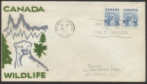 1953 #322 2c Polar Bear FDC Pair Dargis Velvatone Cachet Ottawa