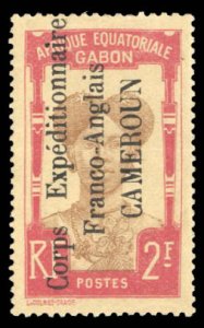 French Colonies, Cameroon #115 Cat$300, 1915 2fr carmine and brown, dried gum...