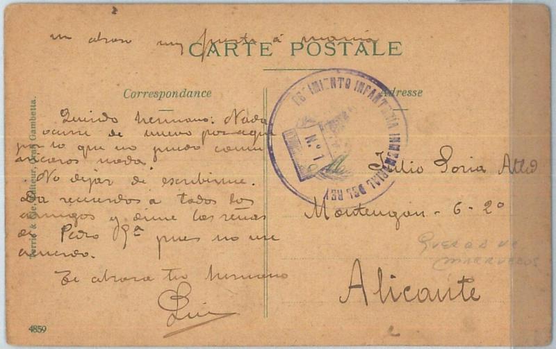 70121 - SPAIN España - POSTAL HISTORY - Card sent during the GUERRA del RIF War