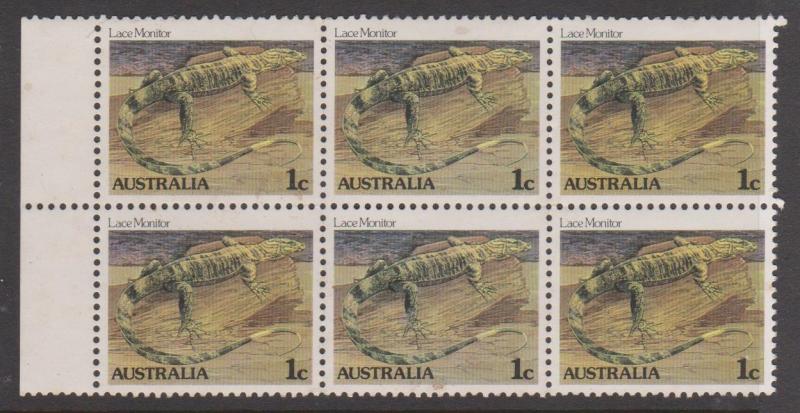 Australia 1983 Lace Monitor Sc#784 MNH Block of 6