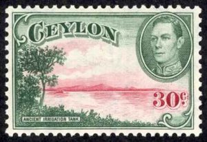 Ceylon Sc# 285 MH 1938-1952 30c King Geoege VI Definitives