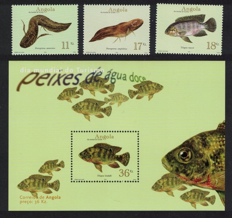 Angola Freshwater Fish 3v+MS 2001 MNH SG#1620-MS1623