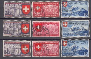 J38577, jlstamps 1939 switzerland set used #247-55