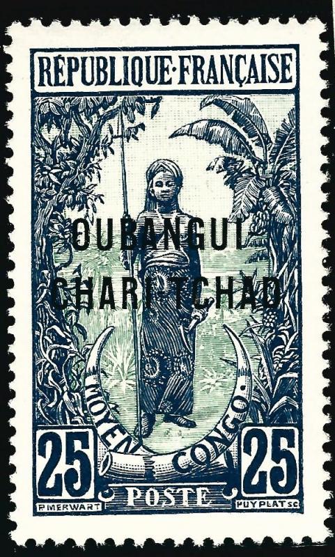 French Ubangi-Shari (Sc #10) VF Mint OG hr...Difficult to find!