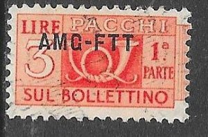 Italy Trieste Q15a: 3l Poat Horn O/P, used, F-VF