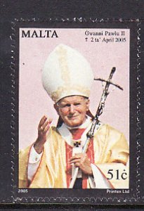 Malta-Sc#1200- id8-unused NH set-Pope John Paul II-2005-