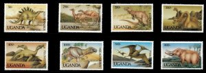 Uganda 1992 - Dinosaurs - Set of 8 Stamps - Scott #996-1003 - MNH