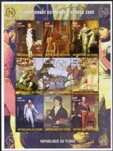 Chad 2009 Napoleon & Chess perf sheetlet containing 9...