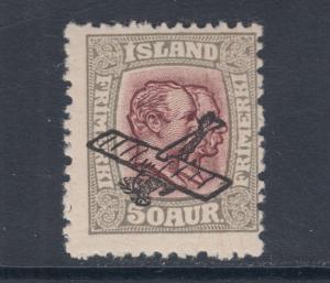 Iceland Sc C2 MLH. 1929 Airplane Airmail ovpt on 50a Kings