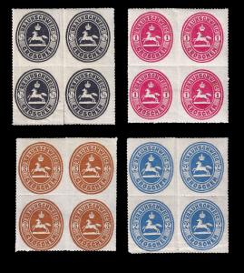 Germany Brunswick 1865 Sc 23-26 mint blocks of four