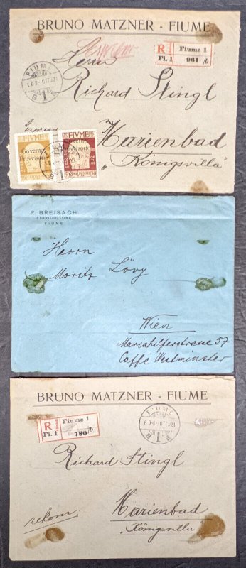 3 1921 Fiume provisional government overprint covers [Y.56]