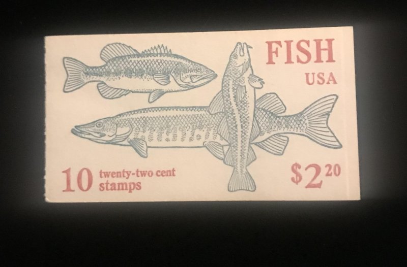 BK154 Full Booklet, Plate# 22222, MNH, 2209a, Fish Stamps