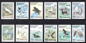 Greenland 177-188 Birds MNH VF