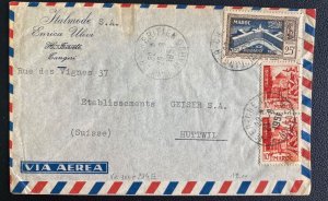 1951 Tanger French Morocco Commercial Airmail Cover to Huttwil Switzerland