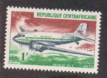 Central African Republic 1967 MNH aircraft 1f. Douglas DC-3  #