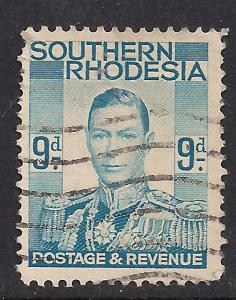 Southern Rhodesia 1937 KGV1 9d used Stamp SG46 (931