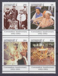 1993 Dominica 1696-1700VB 40 years of the coronation of Elizabeth II  6,50 €