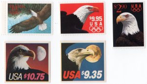 Scott #1909-2122-2540-2541-2542 Eagle High Denom Stamps $46.95 (FV) - MNH