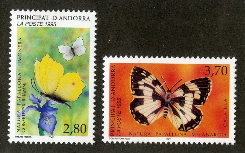 FRENCH ANDORRA 454-5 MH SCV $3.25 BIN $1.50 BUTTERFLIES