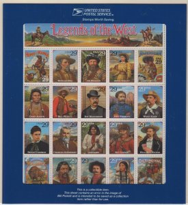 Scott 2870 - Legends Of The West. Error Sheet Of 20.     #02 2870sh20