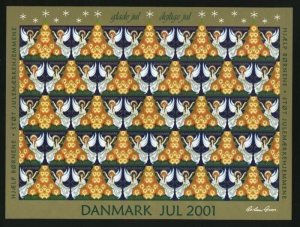 Denmark.2001 Christmas Sheet  Unfolded Mnh. Imperforated. Angels.Christmas Tree