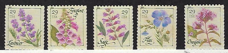 Catalog #4505 09 Set of 5 Single Stamps Herbs and Plants Sage Oregano Flax etc