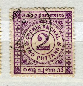 INDIA COCHIN; 1903 early classic Local Numeral issue used SHADE of 2p. value