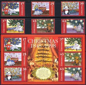 Guernsey 1998, Christmas MNH Sheet & Set # 664-669a