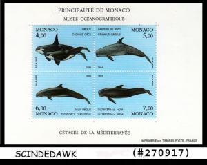 MONACO - 1994 MARINE LIFE - WHALES - FISH - Miniature sheet -  MINT NH