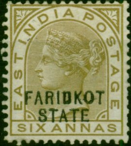 Faridkot 1887 6a Olive-Bistre SG10 Fine & Fresh LMM