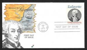 UNITED STATES FDC 13¢ Lafayette 1977 Spectrum