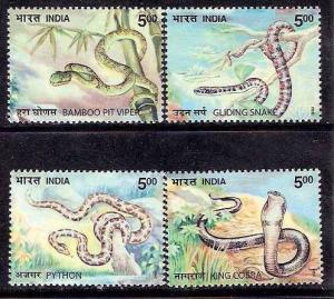 India 2003 Reptile, Amphibian, Gliding Snake, Python, Cobra, Bamboo Pit Viper...