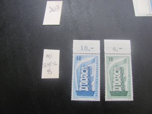 GERMANY 1956 MNH MI. 241-242 MARGIN SET XF (263) ALL MARGIN #s OR CM