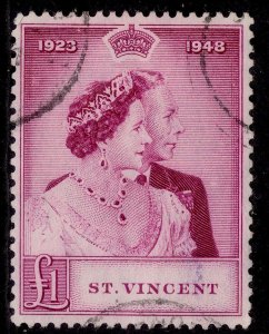 ST. VINCENT GVI SG163, £1 bright purple, USED. Cat £45.