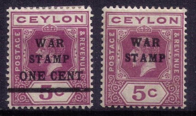 Ceylon Overprint War Stamp Sc MR3-4 MH,Og F-VF