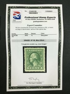 MOMEN: US STAMPS #536 MINT OG NH PSE GRADED CERT XF-90 LOT #74467