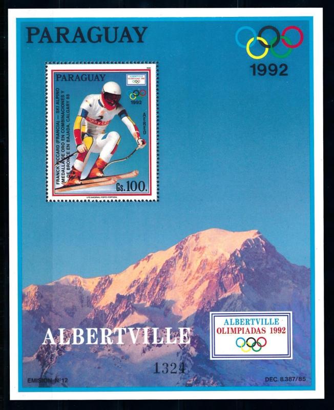 [72662] Paraguay 1990 Olympic Games Albertville Franck Piccaro Sheet MNH