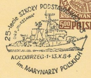 Poland 1984 Card Special Cancellation Navy Warships Ships Army School Education