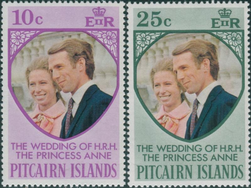 Pitcairn Islands 1973 SG131-132 Royal Wedding set MNH
